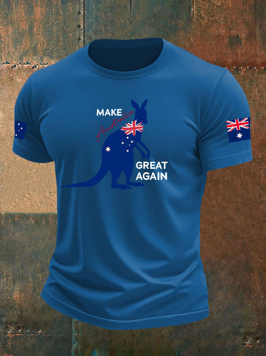 Men's  Make Australia Great Again Printed imitation cotton short-sleeved T-shirt