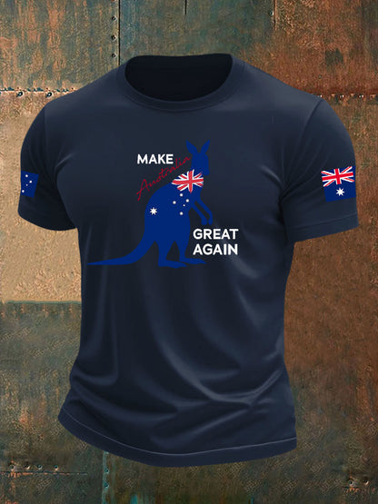 Men's  Make Australia Great Again Printed imitation cotton short-sleeved T-shirt