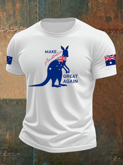 Men's  Make Australia Great Again Printed imitation cotton short-sleeved T-shirt