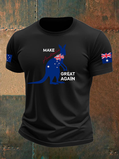 Men's  Make Australia Great Again Printed imitation cotton short-sleeved T-shirt