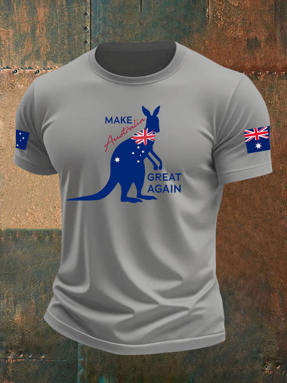 Men's  Make Australia Great Again Printed imitation cotton short-sleeved T-shirt
