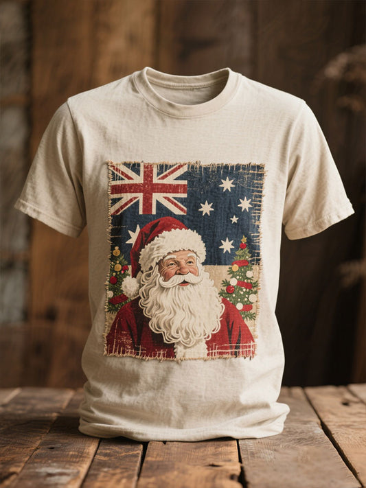 Men's AU Flag Christmas Art Printed T-shirt