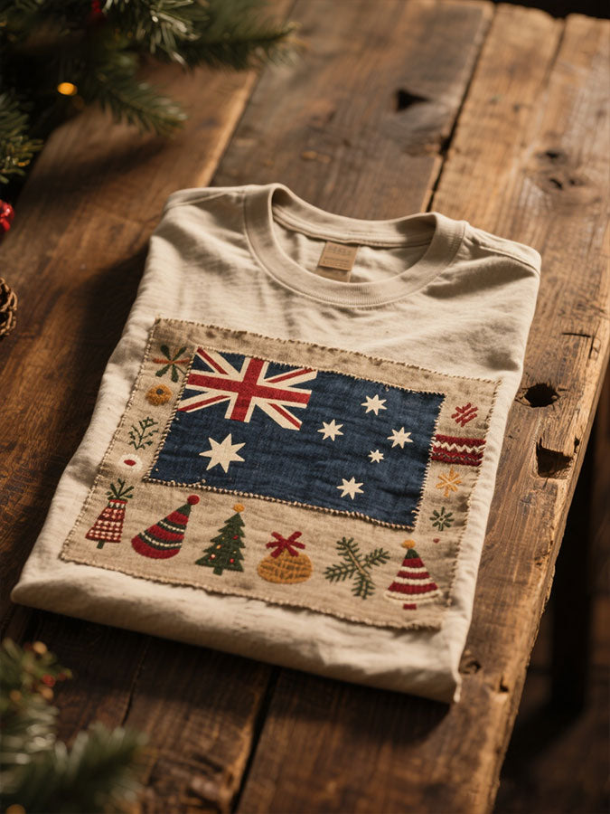 Men's AU Flag Christmas Art Printed T-shirt