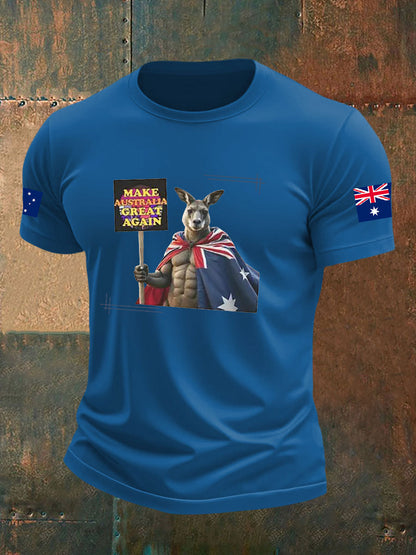 Men's  Make Australia Great Again Printed imitation cotton short-sleeved T-shirt