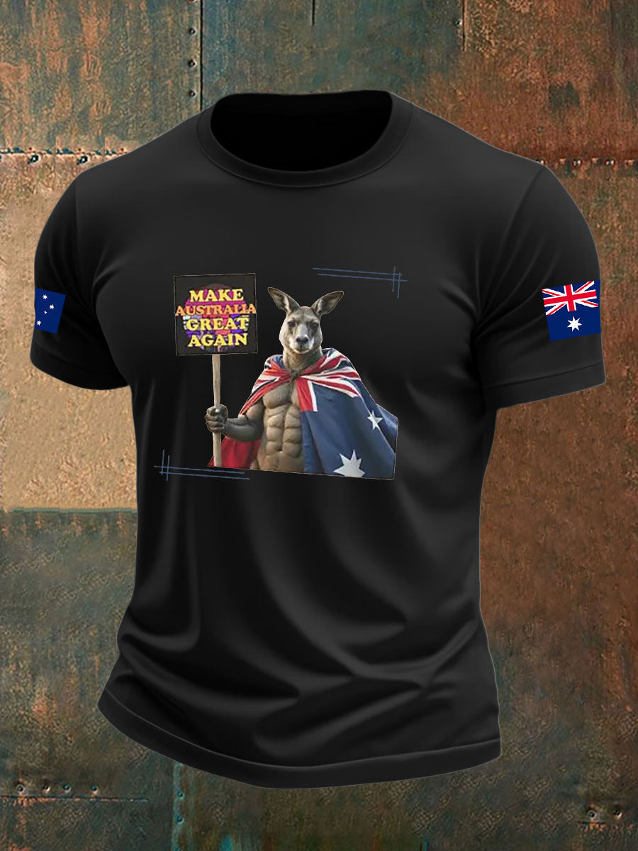 Men's  Make Australia Great Again Printed imitation cotton short-sleeved T-shirt