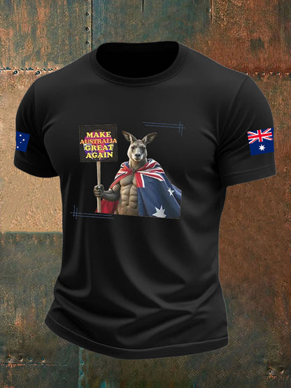 Men's  Make Australia Great Again Printed imitation cotton short-sleeved T-shirt