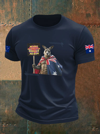 Men's  Make Australia Great Again Printed imitation cotton short-sleeved T-shirt