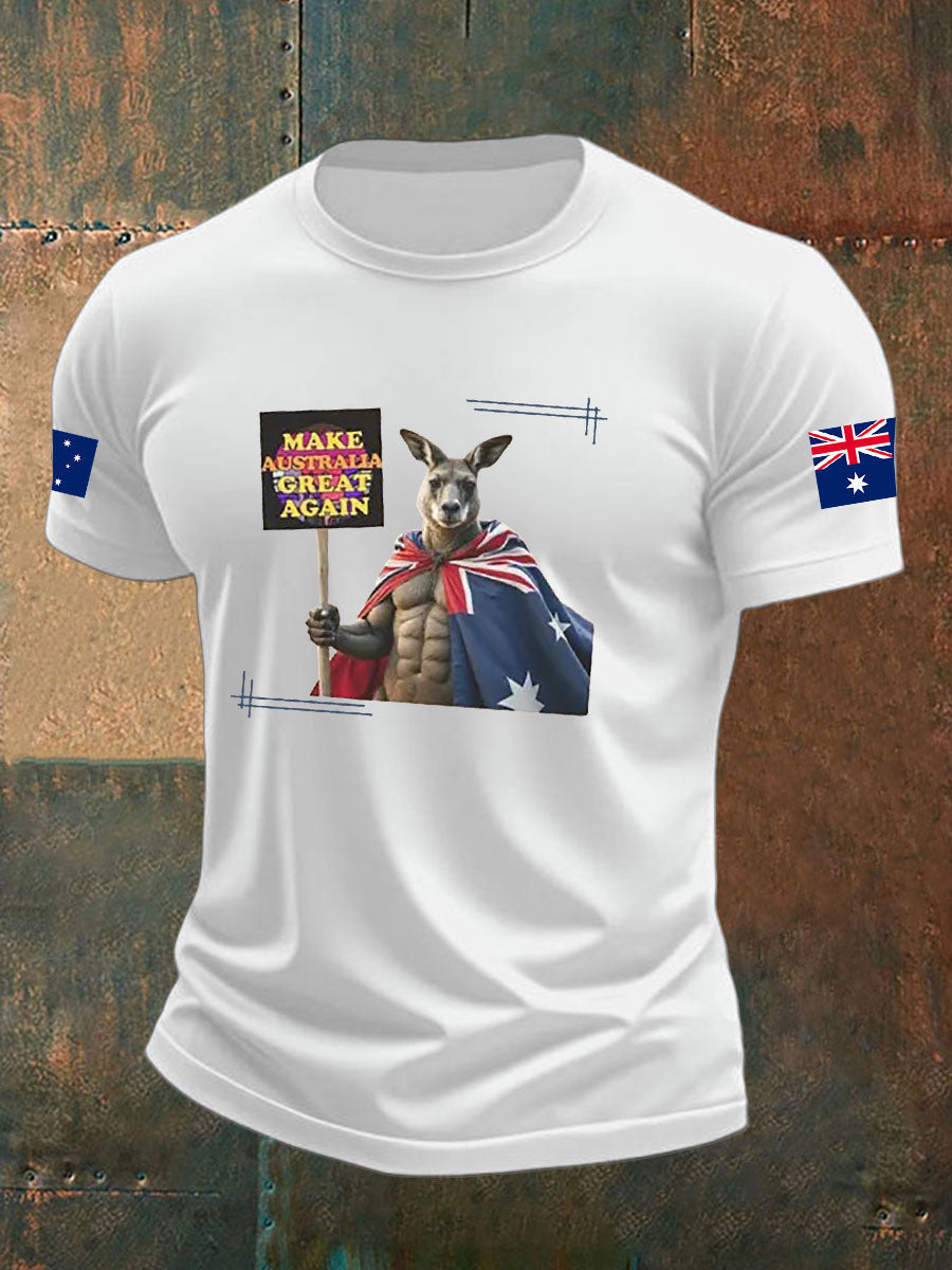 Men's  Make Australia Great Again Printed imitation cotton short-sleeved T-shirt