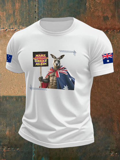 Men's  Make Australia Great Again Printed imitation cotton short-sleeved T-shirt