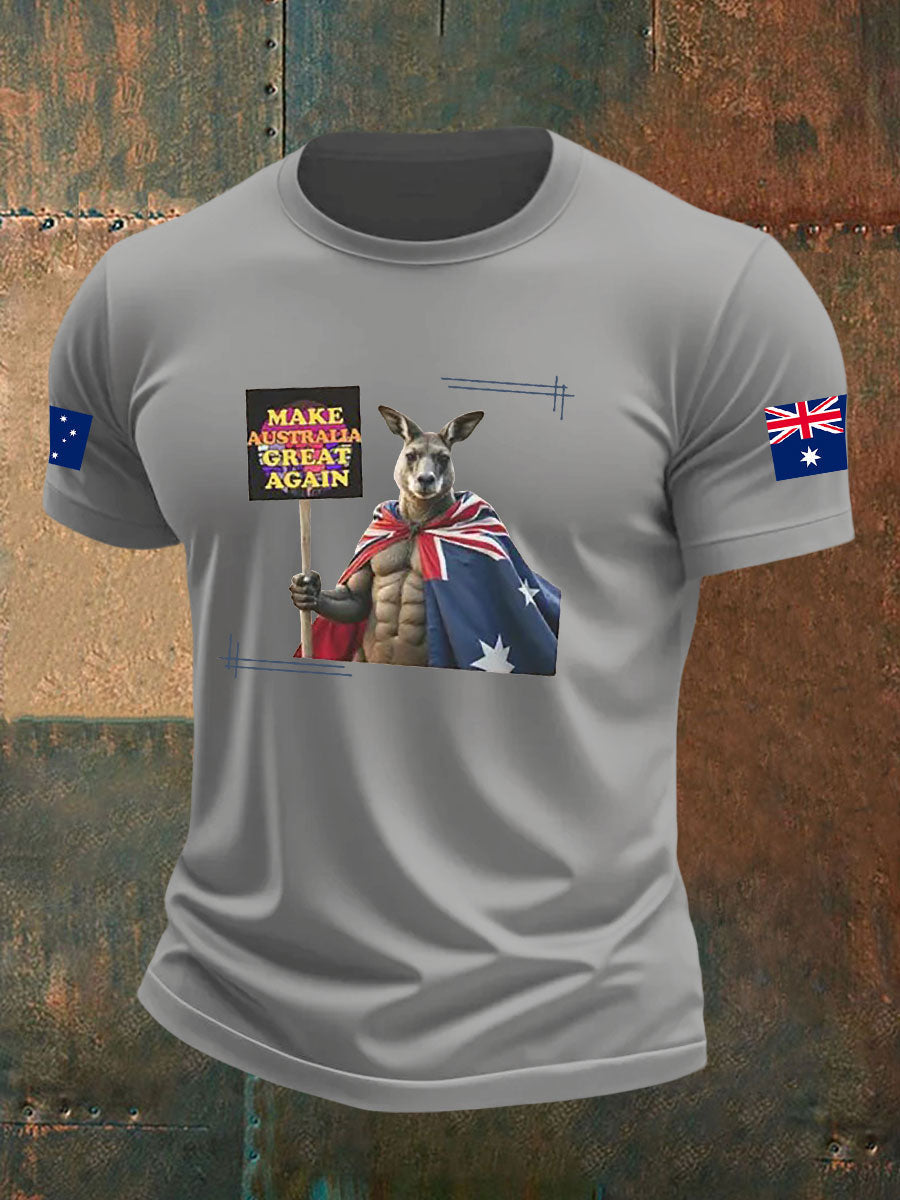Men's  Make Australia Great Again Printed imitation cotton short-sleeved T-shirt