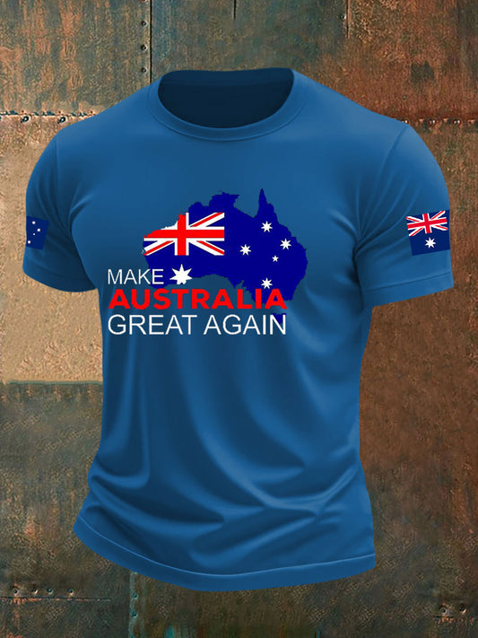 Men's Make Australia Great Again Printed imitation cotton short-sleeved T-shirt
