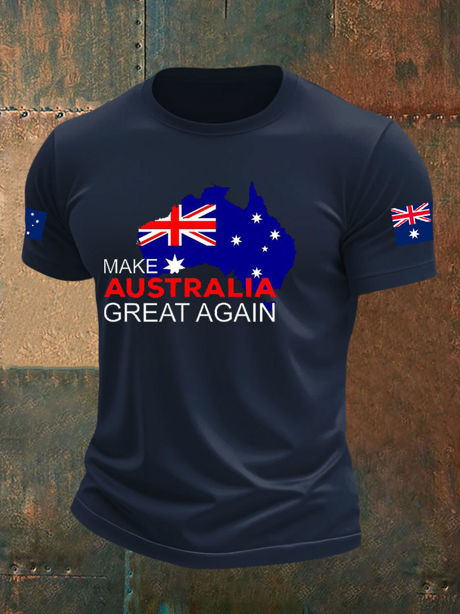 Men's Make Australia Great Again Printed imitation cotton short-sleeved T-shirt
