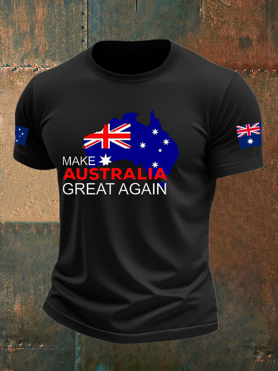 Men's Make Australia Great Again Printed imitation cotton short-sleeved T-shirt