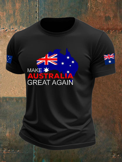 Men's Make Australia Great Again Printed imitation cotton short-sleeved T-shirt