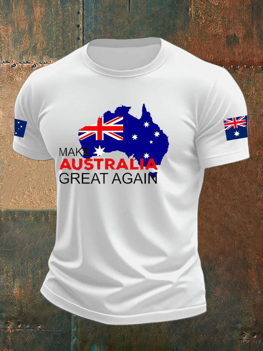 Men's Make Australia Great Again Printed imitation cotton short-sleeved T-shirt