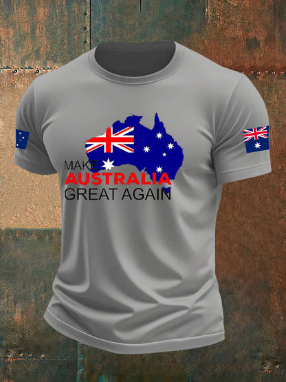 Men's Make Australia Great Again Printed imitation cotton short-sleeved T-shirt