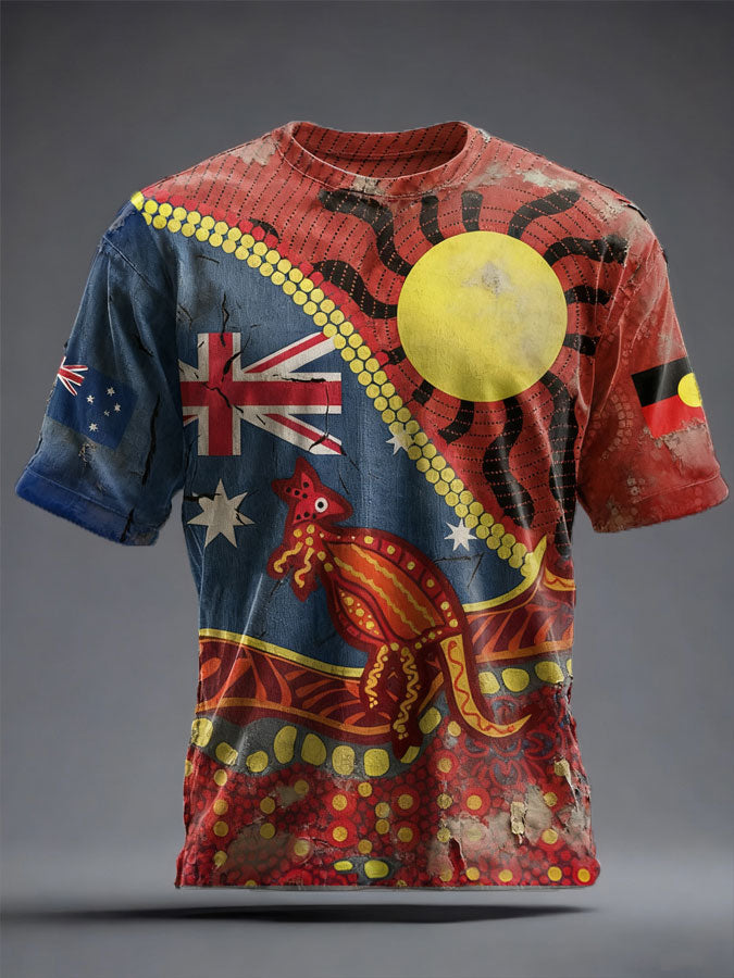 Men's AU Flag Art Printed T-shirt