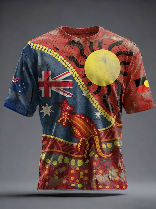 Men's AU Flag Art Printed T-shirt