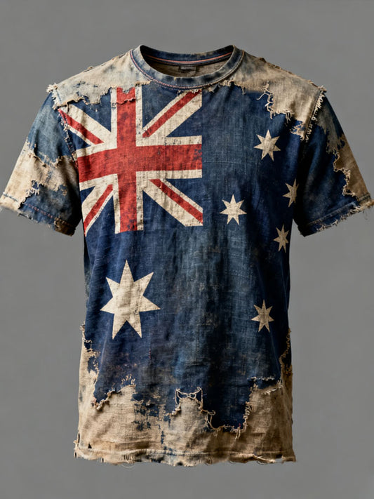 Men's AU Flag Art Printed T-shirt