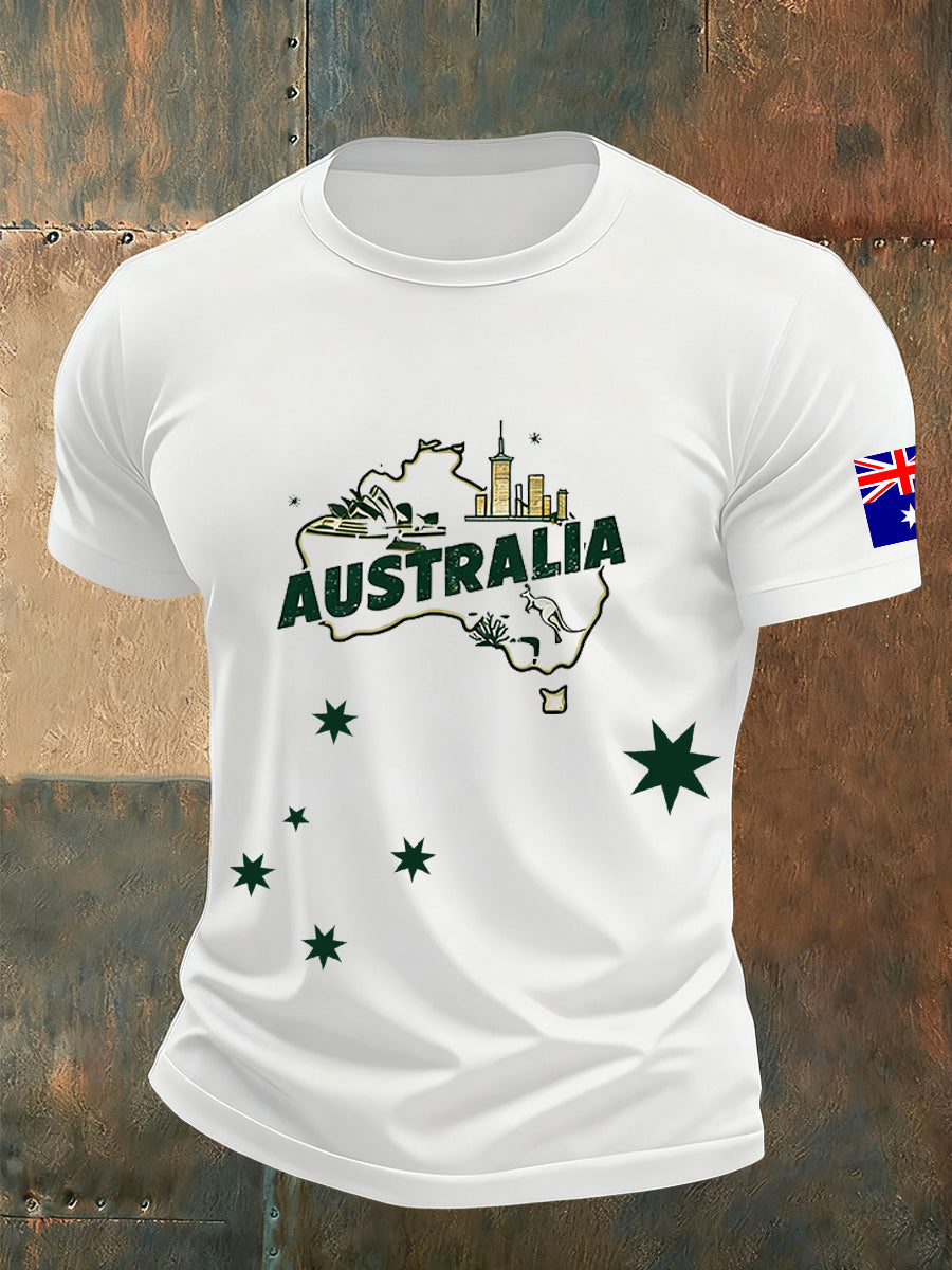 Men's Retro Print Australia Commemorative T-Shirt