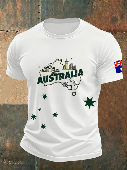 Men's Retro Print Australia Commemorative T-Shirt