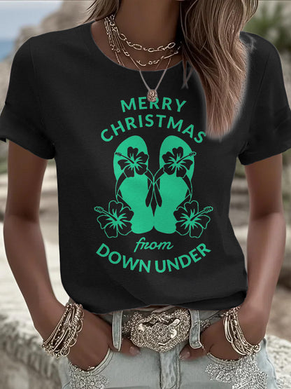 Women's Aussie Down Under Christmas Printed T-Shirt