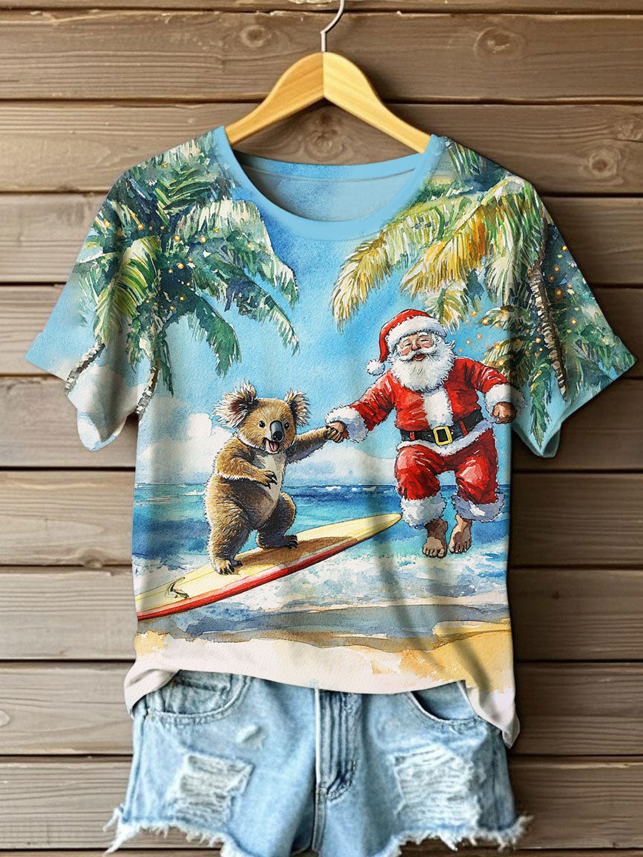 Women's Funny Koala Christmas Printed T-shirt