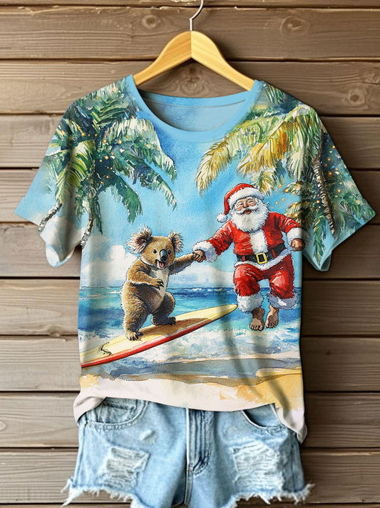 Women's Funny Koala Christmas Printed T-shirt