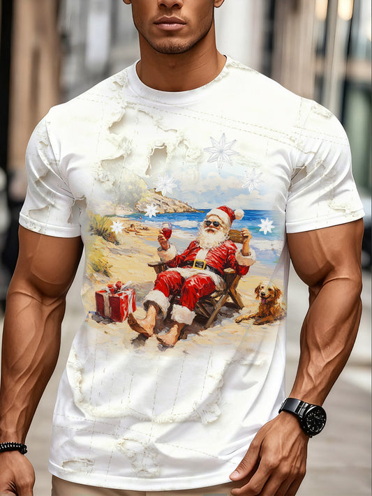 Men's Retro Art Print Commemorative Casual T-Shirt