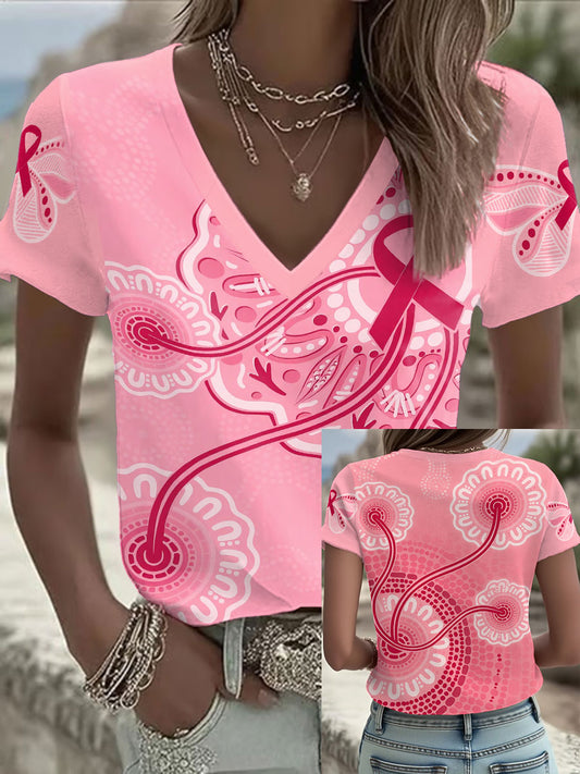 Women's Breast Cancer Awareness Printed T-shirt