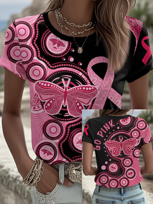 Women's Breast Cancer Awareness Printed T-shirt