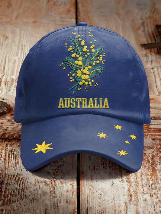 Unisex AU Badge Golden Wattle Art Printed Hat