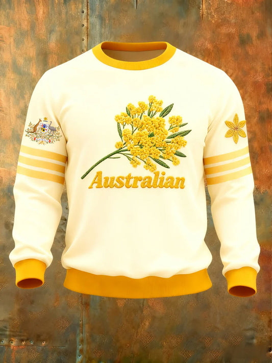 Men's AU Badge Golden Wattle Art Printed Sweatshirt