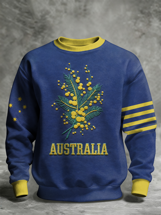 Men's AU Badge Golden Wattle Art Printed Sweatshirt
