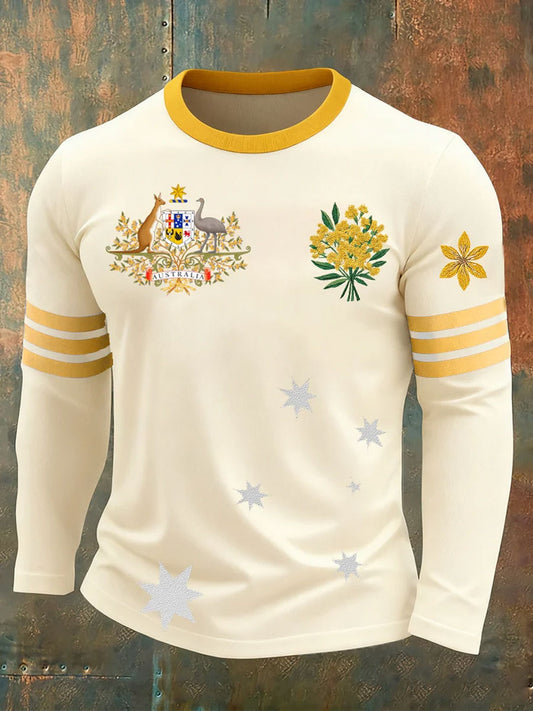 Men's AU Badge Golden Wattle Art Printed Tops