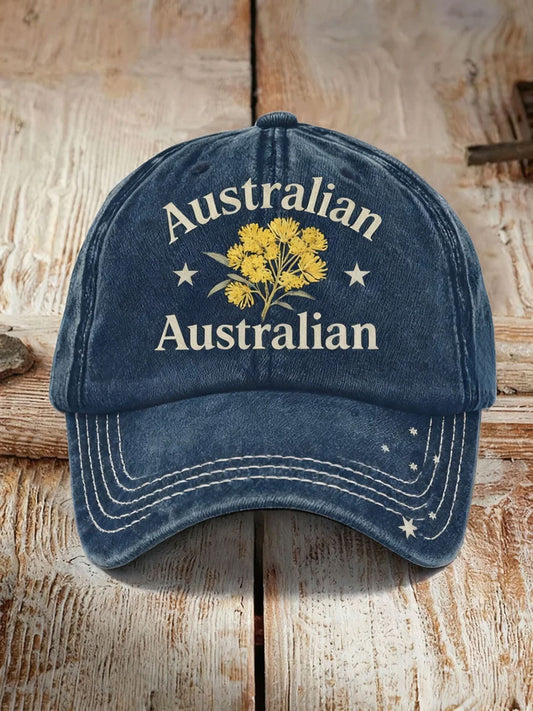 Unisex AU Badge Golden Wattle Art Printed Hat