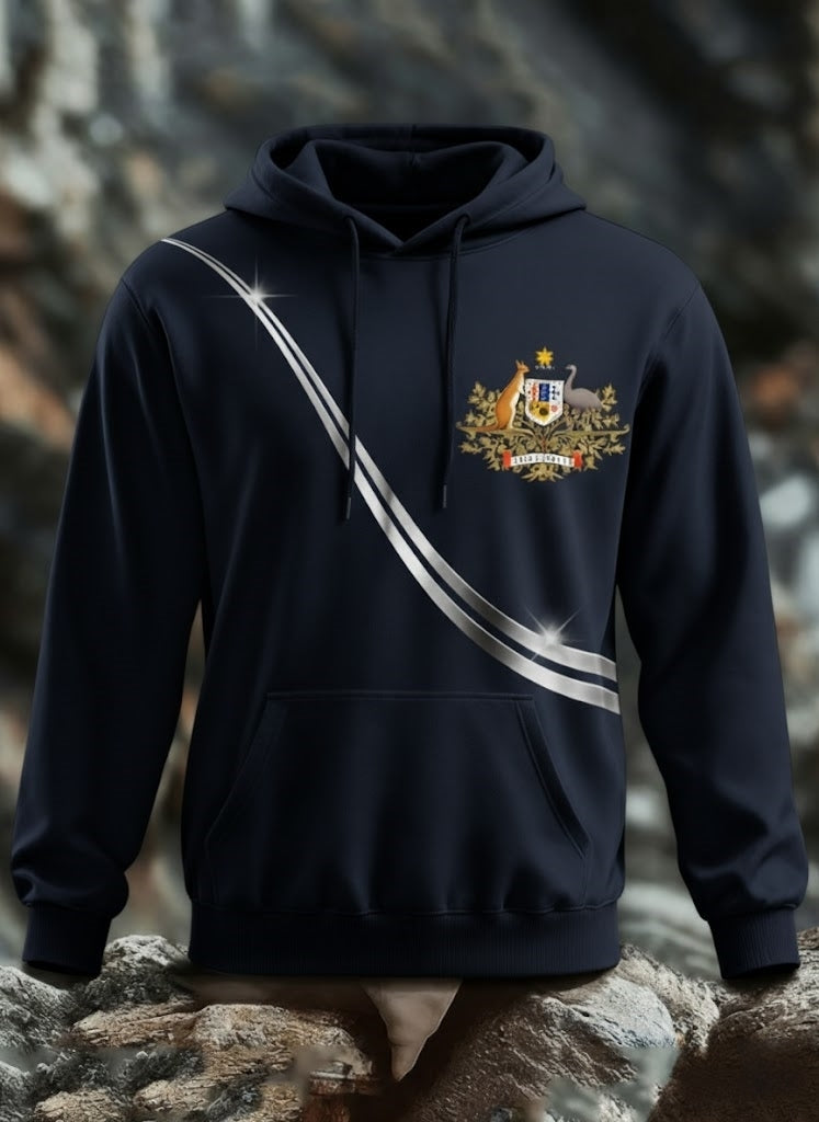 Retro Australian Badge Design Abstract Print Casual Long Sleeve Hooded Sweatshirt