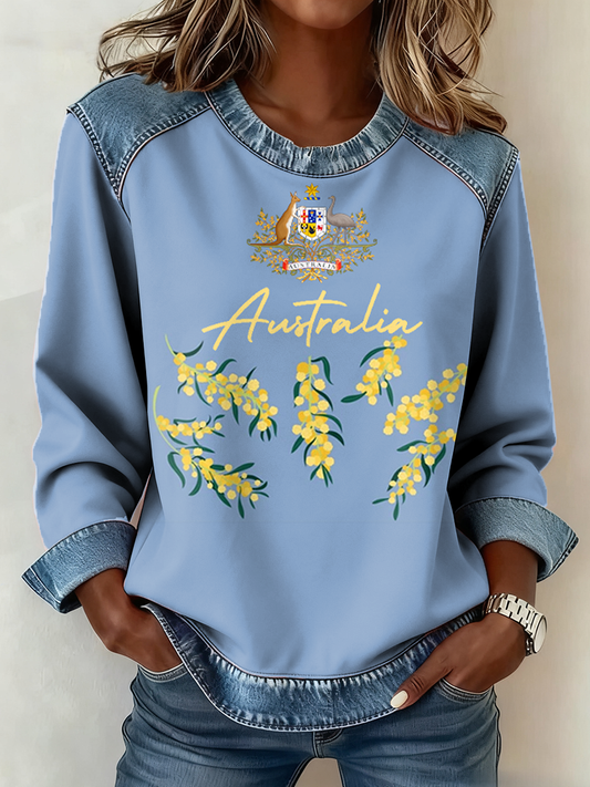 Women's AU Acacia Floral Art Printed Tops