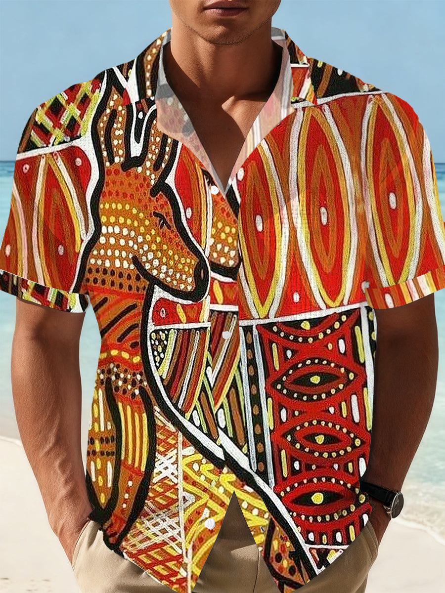 Men's Retro Style Art Casual Short-Sleeve Shirt