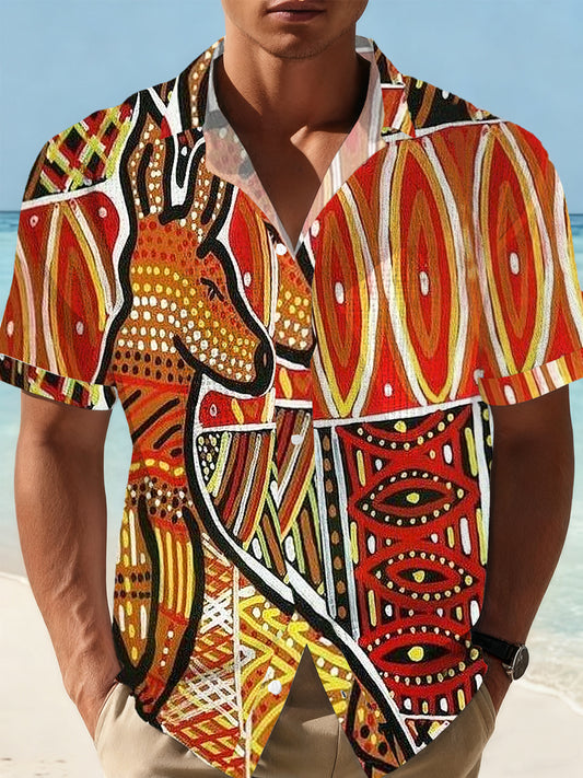 Men's Retro Style Art Casual Short-Sleeve Shirt