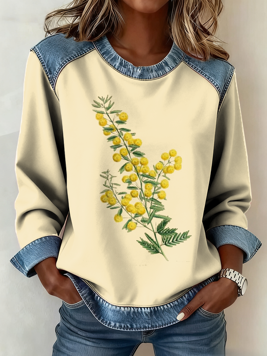 Women's AU Acacia Floral Art Printed Tops