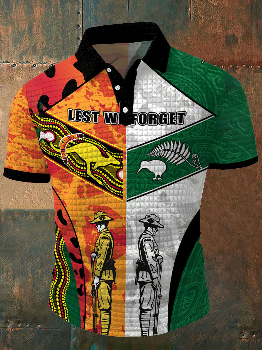 Men's New Zealand Veteran Lest We Forget Printed CasuaL Tops