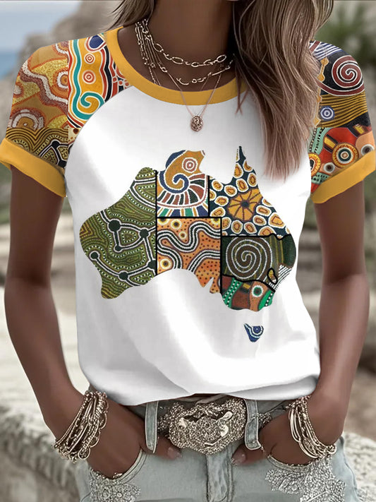 Women's Australian Map Art Printed T-shirt