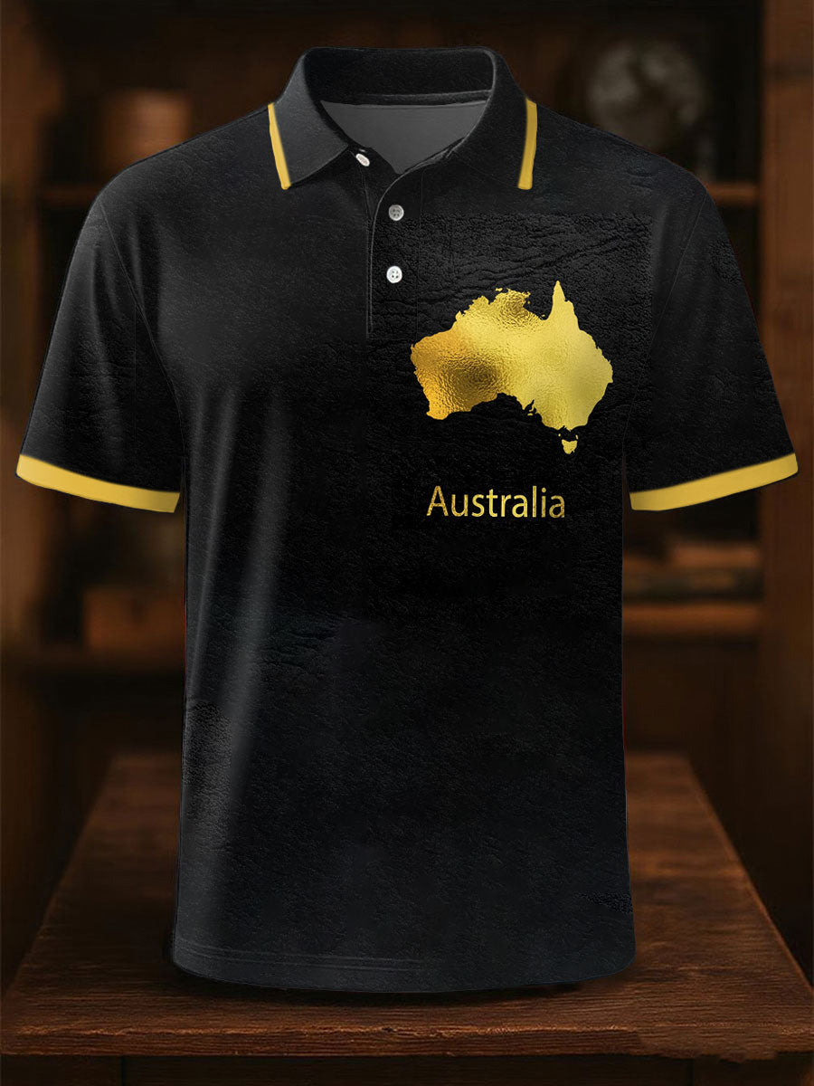 Men's Australian Map Art Printed CasuaL Tops