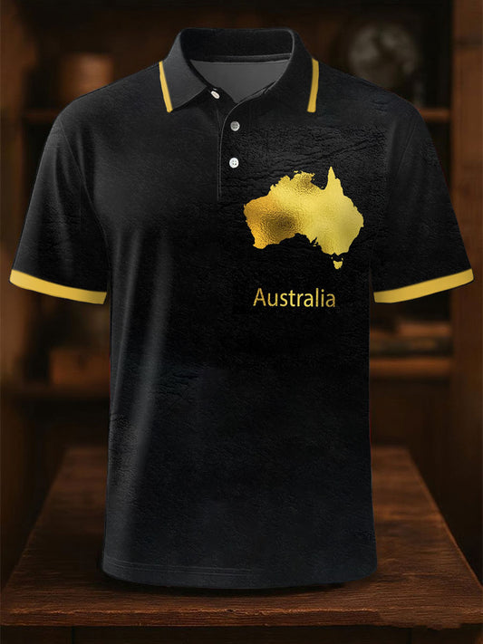 Men's Australian Map Art Printed CasuaL Tops