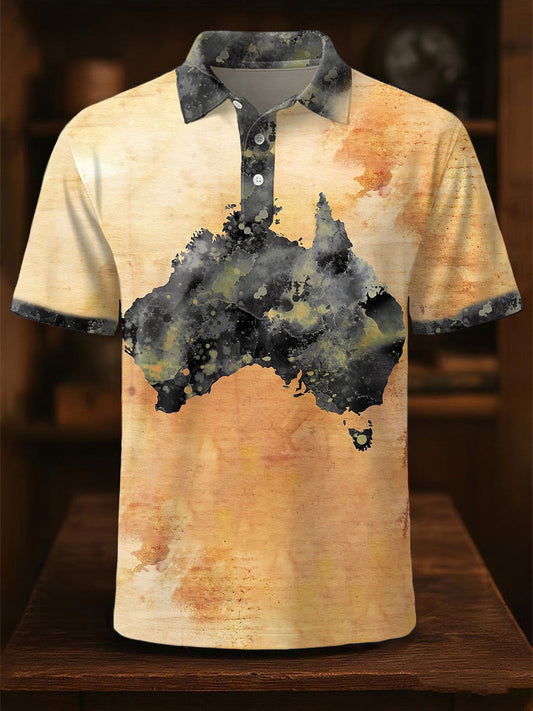 Men's Australian Map Art Printed CasuaL Tops
