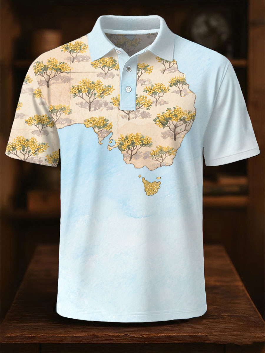 Men's Australian Map Art Printed CasuaL Tops