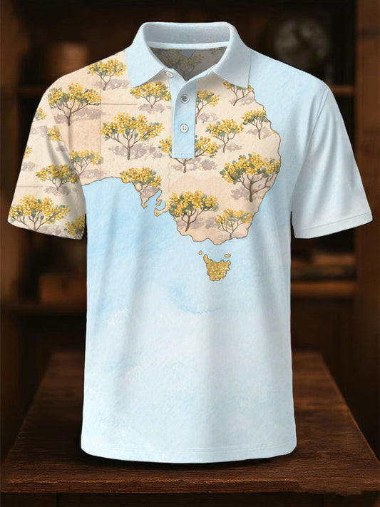 Men's Australian Map Art Printed CasuaL Tops
