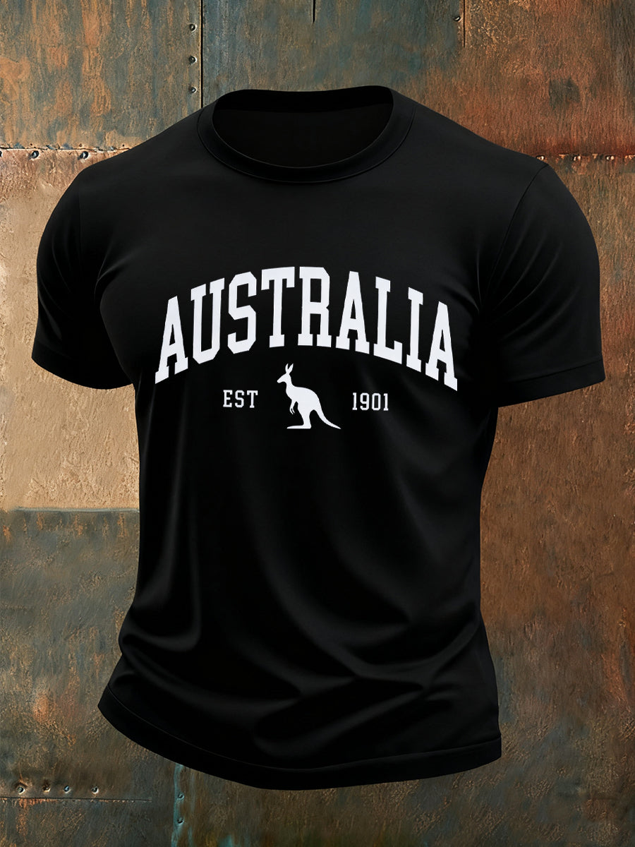 Men's Christmas Animal Art Casual Crew Neck Short Sleeve Shirt