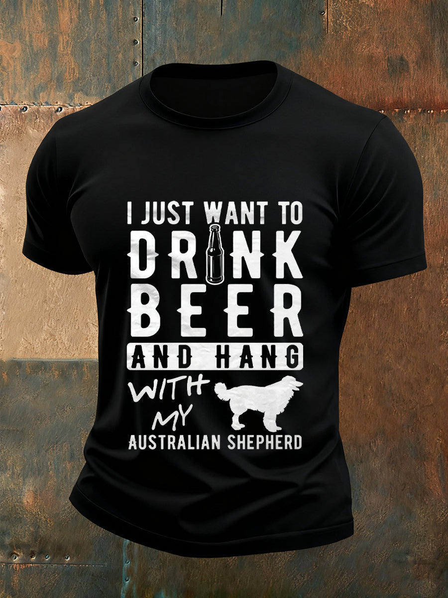 Men's Christmas Animal Art Casual Crew Neck Short Sleeve Shirt